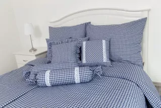 Krepové povlečení MODRÁ KOSTIČKA pozitiv - 1x 140/220, 1x 70/90
