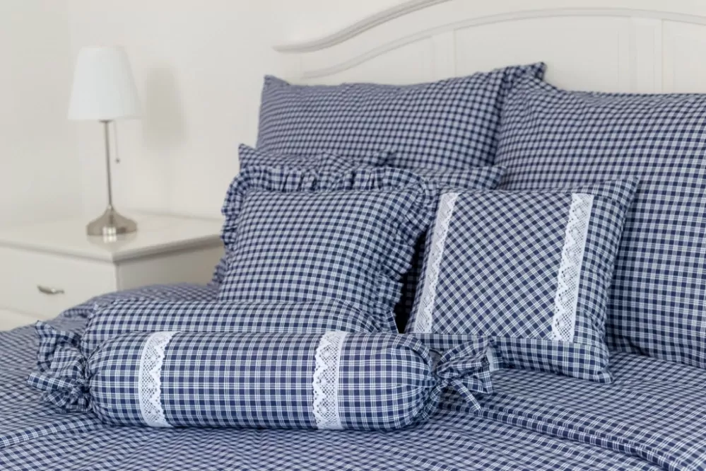 Krepové povlečení MODRÁ KOSTIČKA pozitiv - 1x 240/220, 2x 70/90