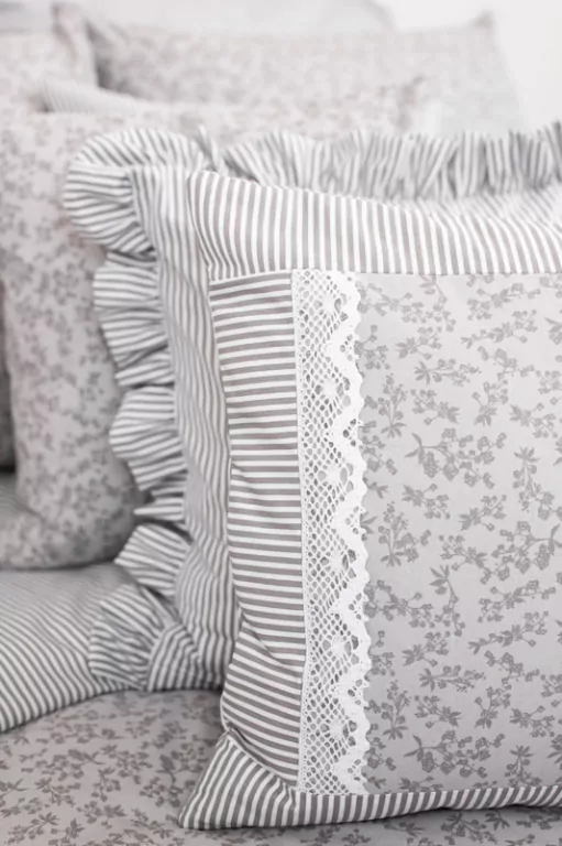 Krepový povlak váleček LATA ŠEDÁ / ŠEDÝ PROUŽEK - 1x 50/15