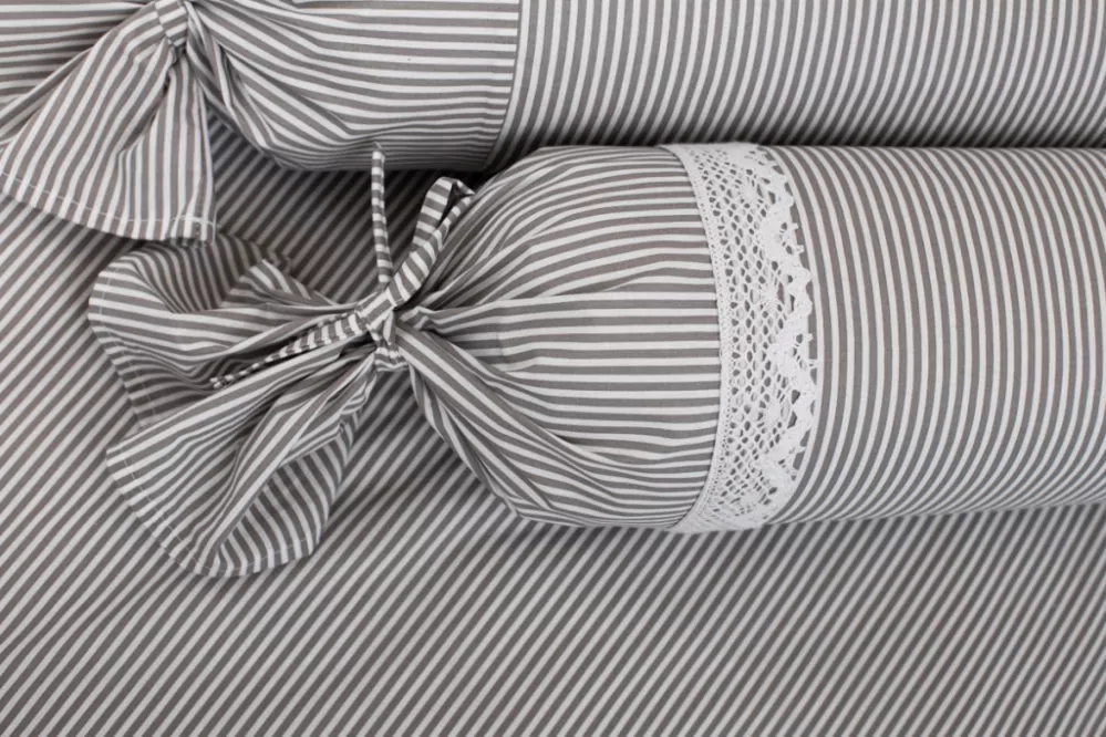 Krepový povlak váleček ŠEDÝ DROBNÝ PROUŽEK - 1x 50/15