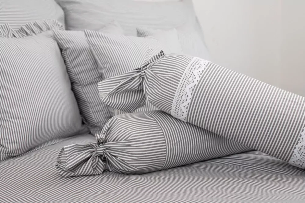 Krepový povlak váleček ŠEDÝ DROBNÝ PROUŽEK - 1x 50/15