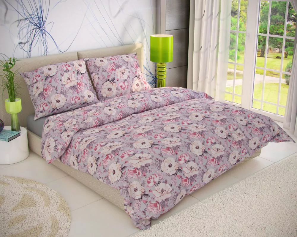 Krepové ložní povlečení Ester šedá - 240x200 + 2ks 70x90