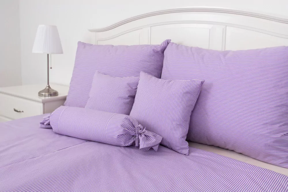Flanelové povlečení FIALOVÝ PROUŽEK - 240/200 + 2ks 70/90