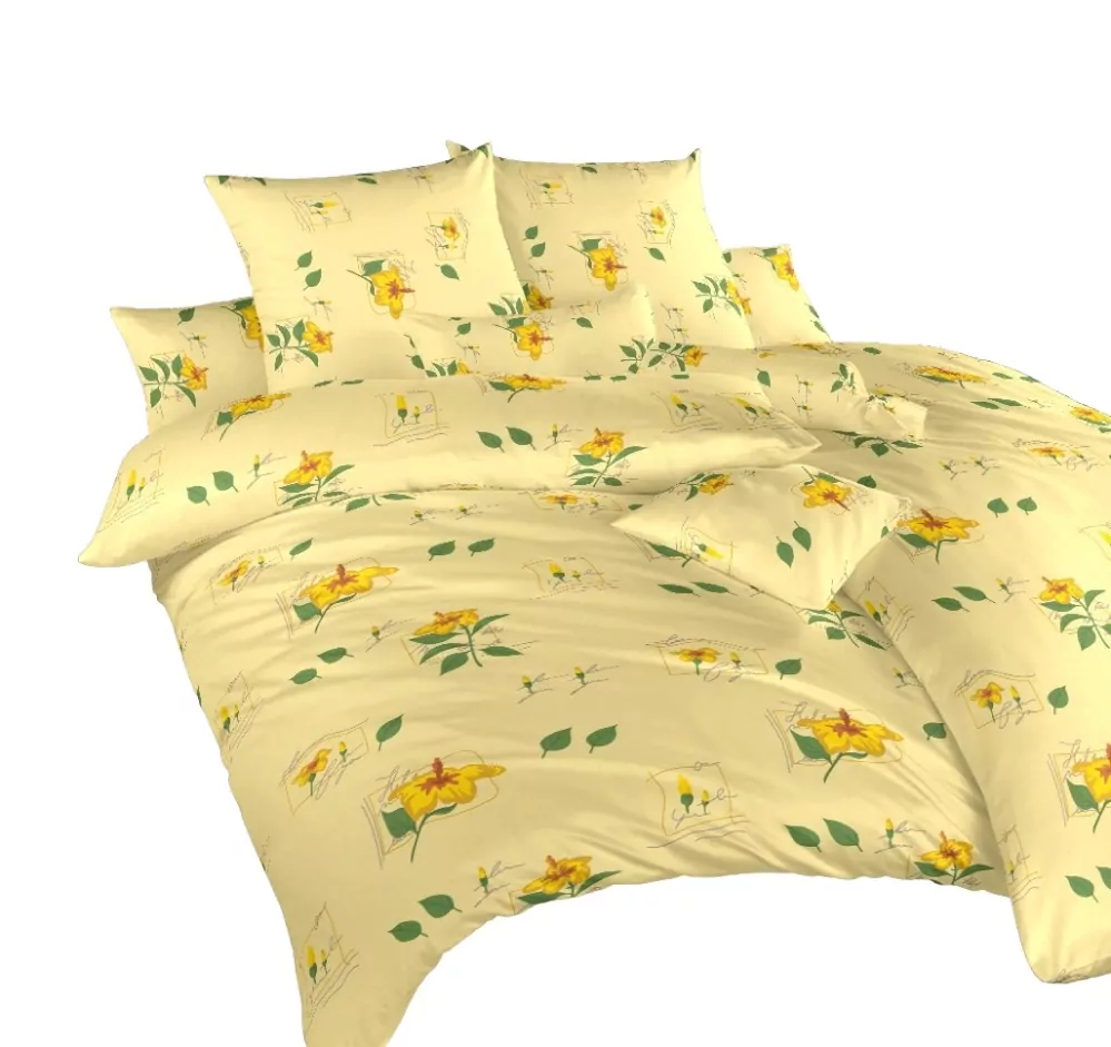 Povlečení bavlna Ibišek žlutý - 140/220 + 70/90