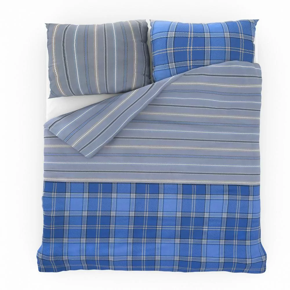 Bavlněné povlečení DELUX CAMPUS modrý - 240x200 + 2ks 70x90