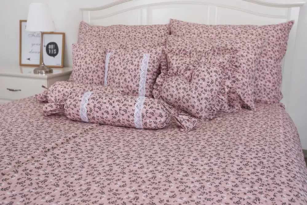 Bavlněné povlečení HERBARIUM starorůžové - 240/220 + 2ks 70/90