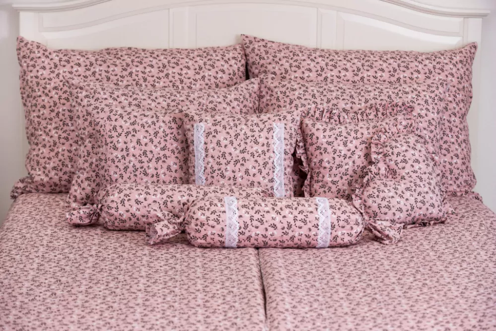 Bavlněný povlak váleček s krajkou HERBARIUM starorůžové - 50/15