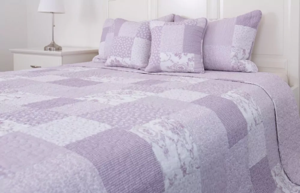 Oboustranný prošívaný přehoz DELUXE Patchwork lila - 240/220 cm