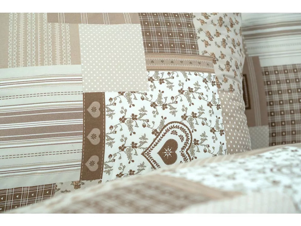 Bavlněné povlečení PATCHWORK BÉŽOVÝ - 200/200 + 2ks 70/90