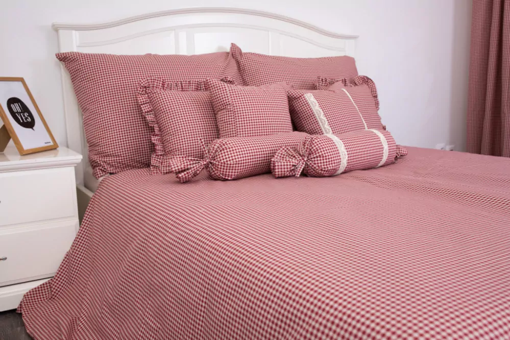 Bavlněné povlečení PEPITO bordó - 220/200 + 2ks 70/90