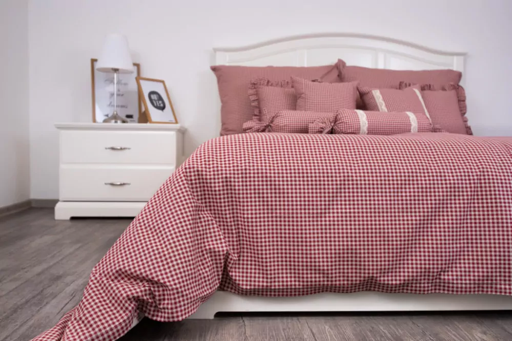 Bavlněné povlečení PEPITO bordó - 240/200 + 2ks 70/90