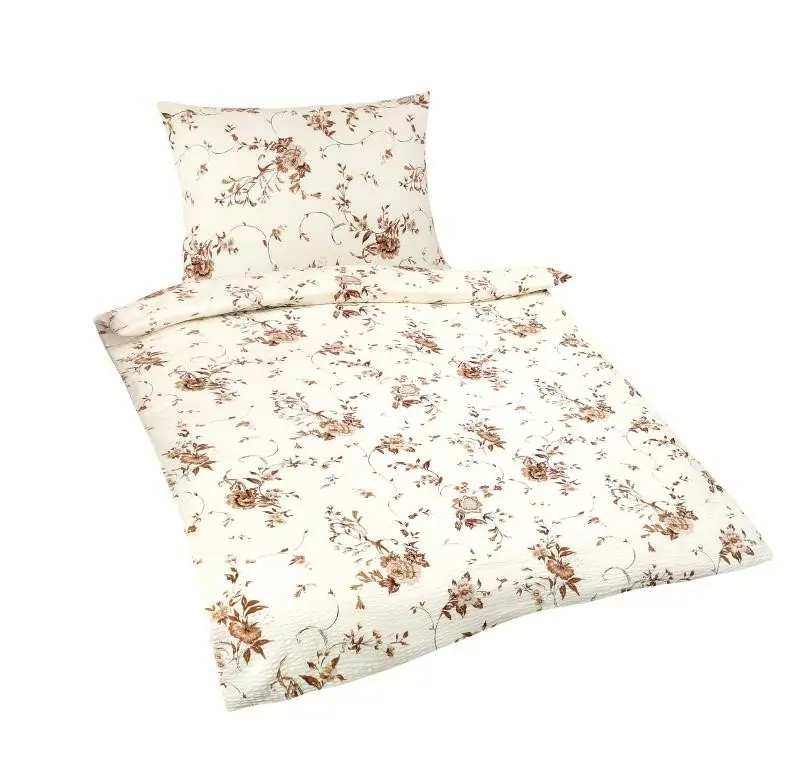 Flanelové povlečení Rozkvetlá růže béžovohnědá - 140/220 + 70/90