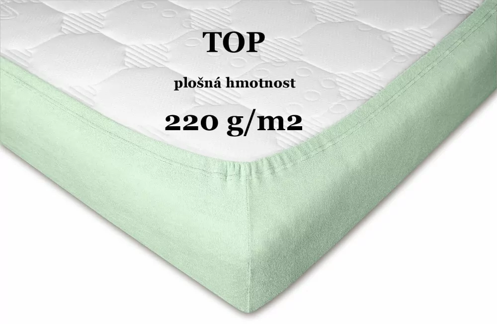 Prostěradla froté - mentol - 160/220/20