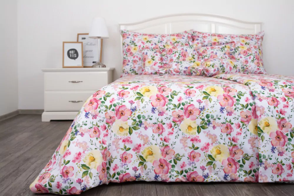 Bavlněné povlečení ČAJOVÁ RŮŽE - 200/200 + 2ks 70/90