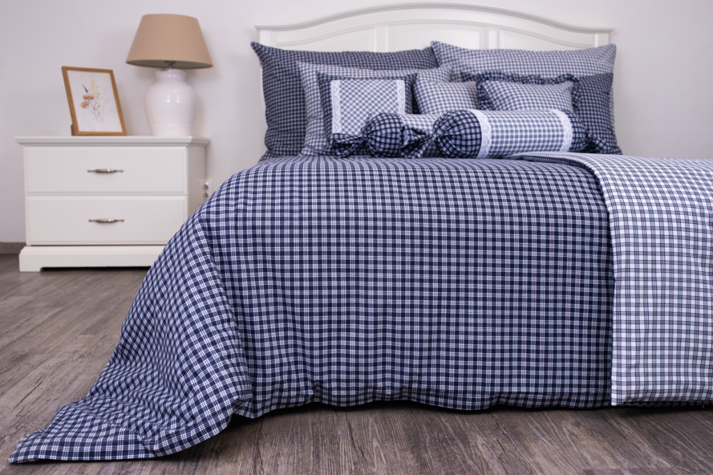 Bavlněné povlečení - Kostička modrá NEGATIV/POZITIV - 1x 140/220 , 1x 70/90