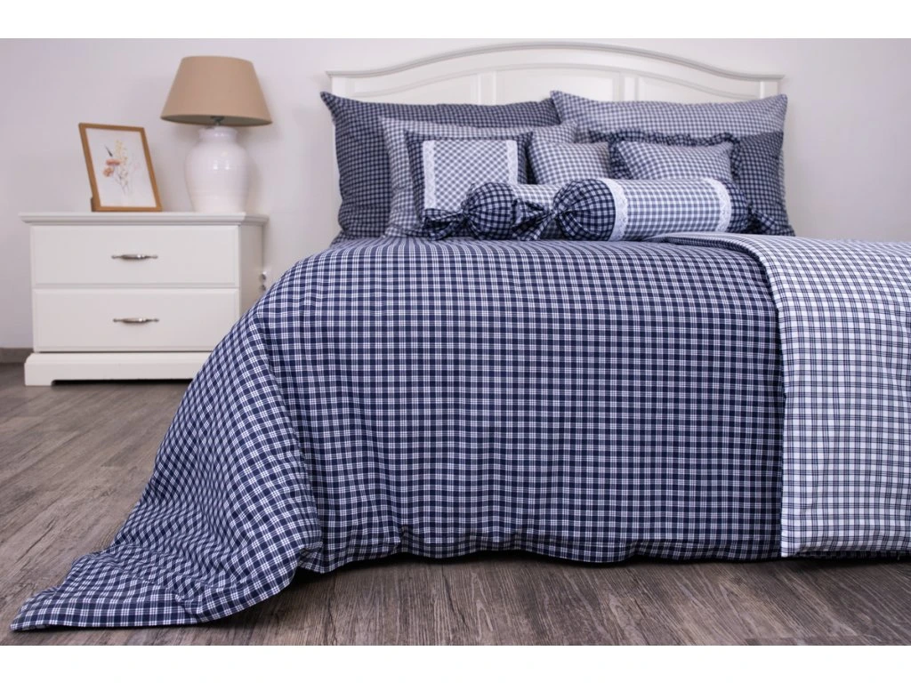 Krepové povlečení MODRÁ KOSTIČKA negativ/pozitiv - 1x 220 x 200 + 2x 70 x 90