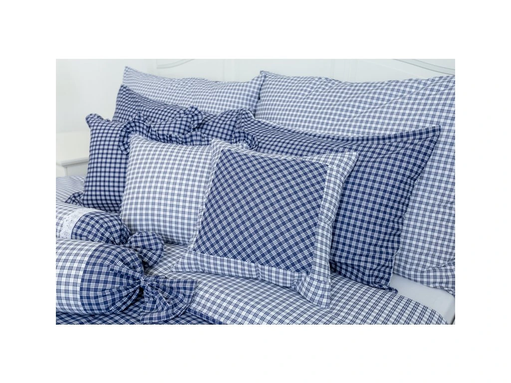 Krepový povlak prošívaný MODRÁ KOSTIČKA negativ/pozitiv - 1x 40 x 40