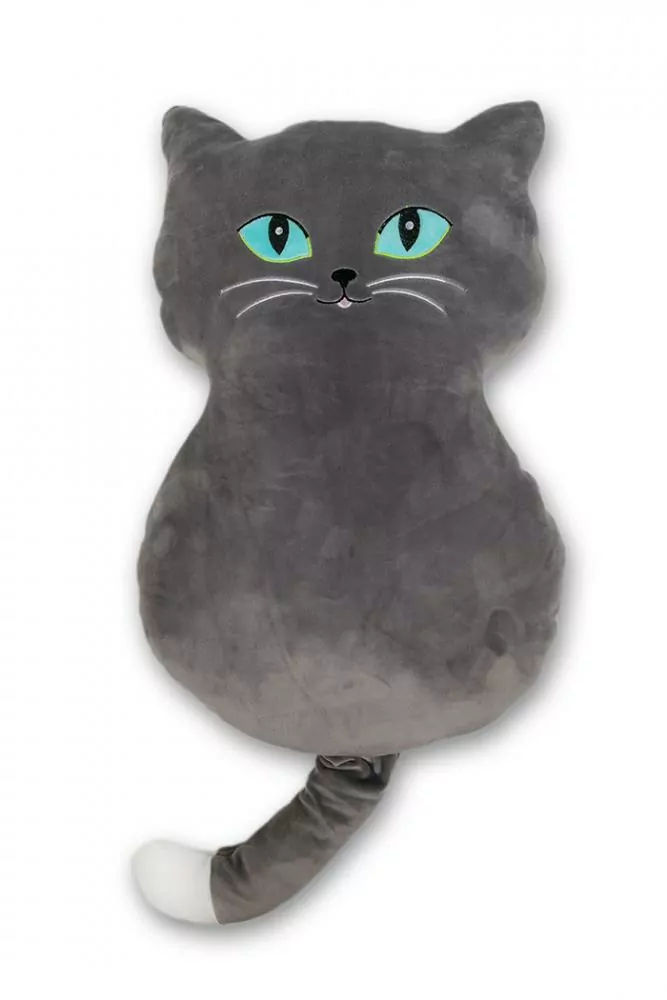Polštářek, plyšák KOČKA mikrospandex 50cm - světle šedá