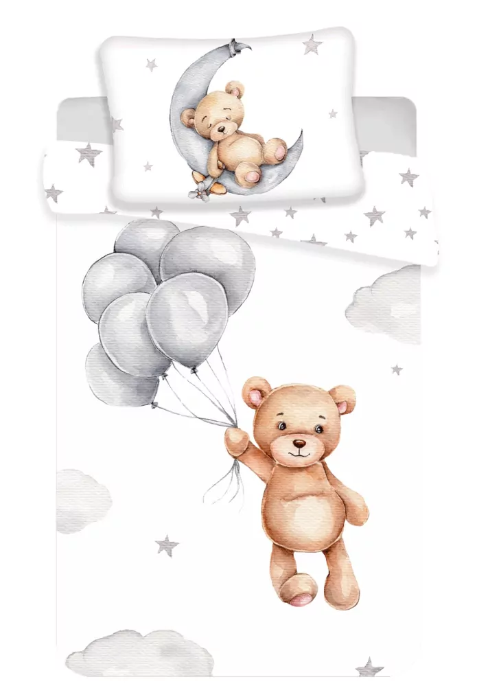 Bavlněné povlečení do postýlky Medvídek baby 100x135, 40x60 cm