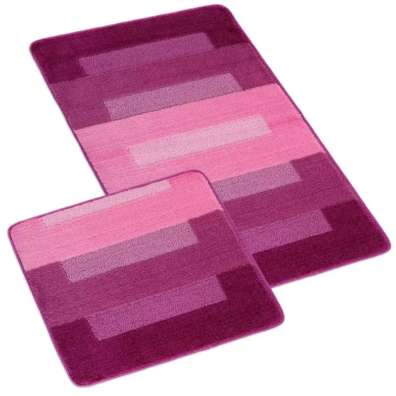 Koupelnové předložky 60x100 + 60x50 cm - růžové obdelníky