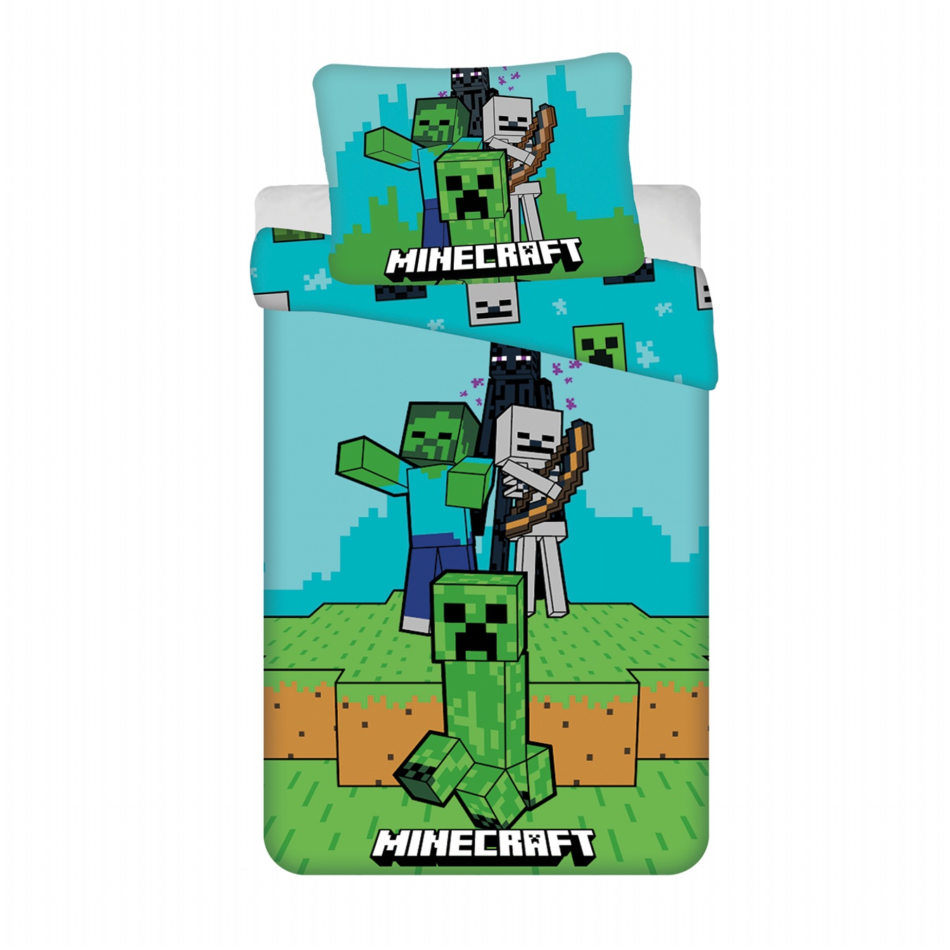 Povlečení bavlna Minecraft Mobs Here - 140x200, 70x90 cm
