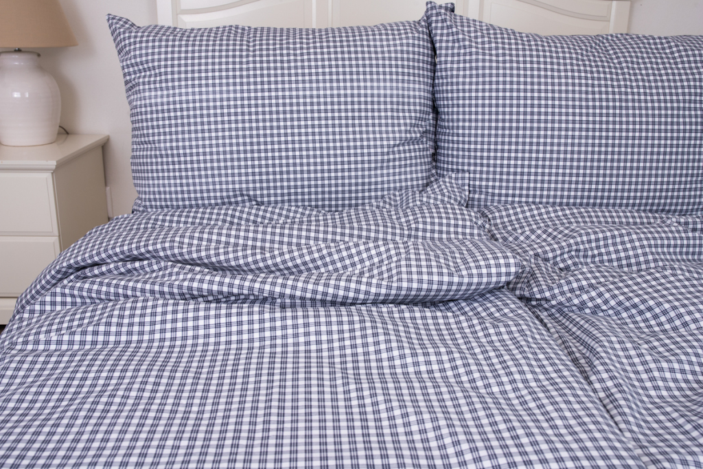 Bavlněné povlečení - Kostička modrá NEGATIV - 140/200 + 70/90