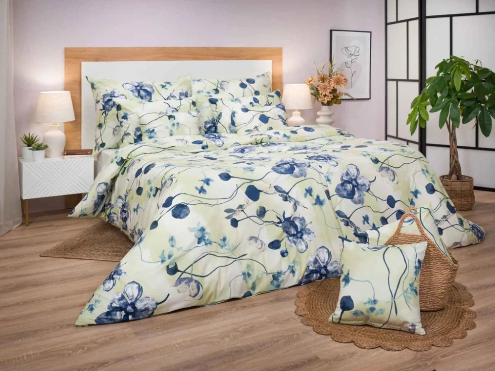 Bavlněné povlečení Bloom elegance světle zelená - 140x200, 70x90 cm