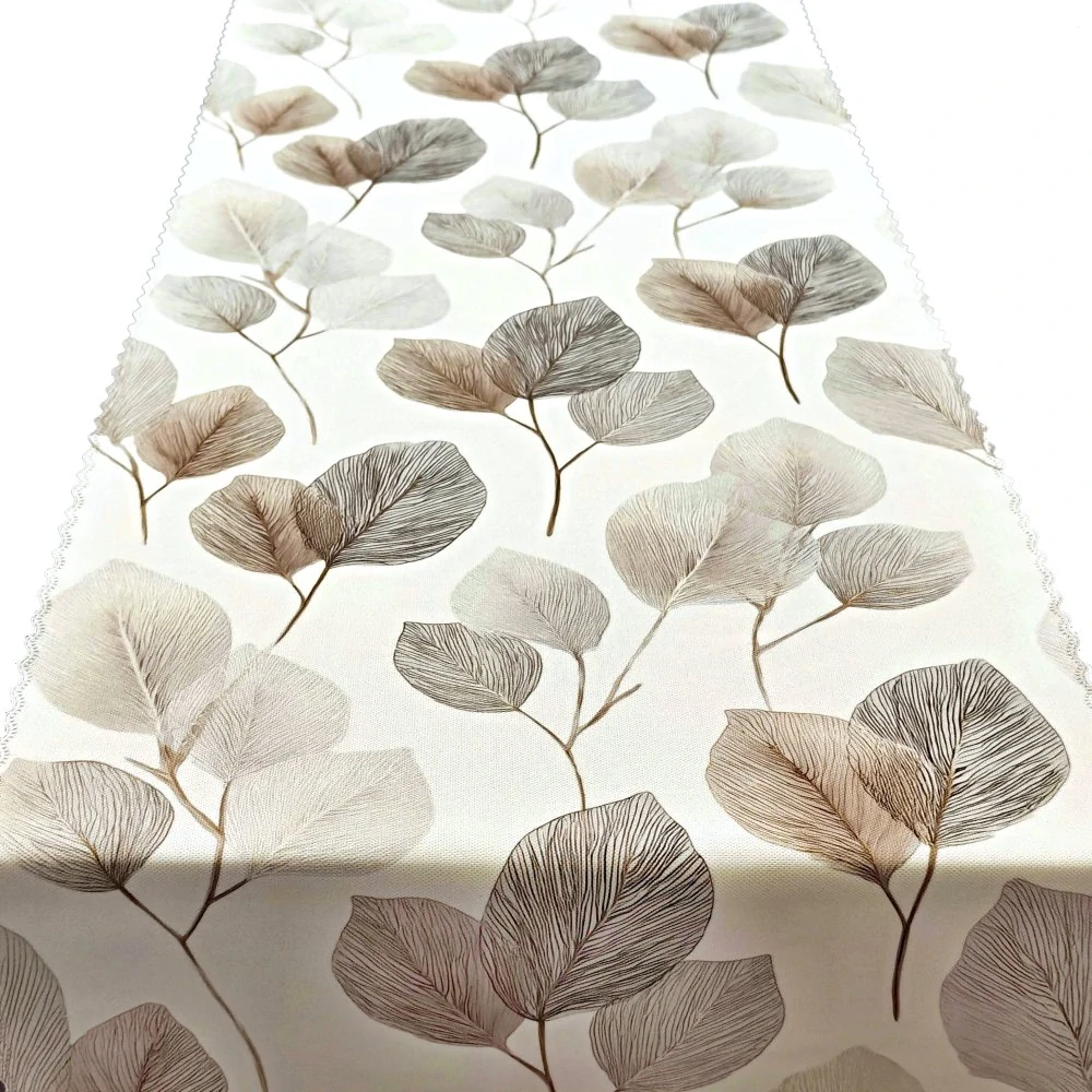 Běhoun, ubrusový šál SOFT 26474 Listy hnědošedé - 40x120 cm