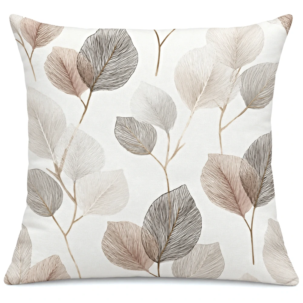Povlak na polštářek SOFT 26474 Listy hnědošedé - 40x40 cm