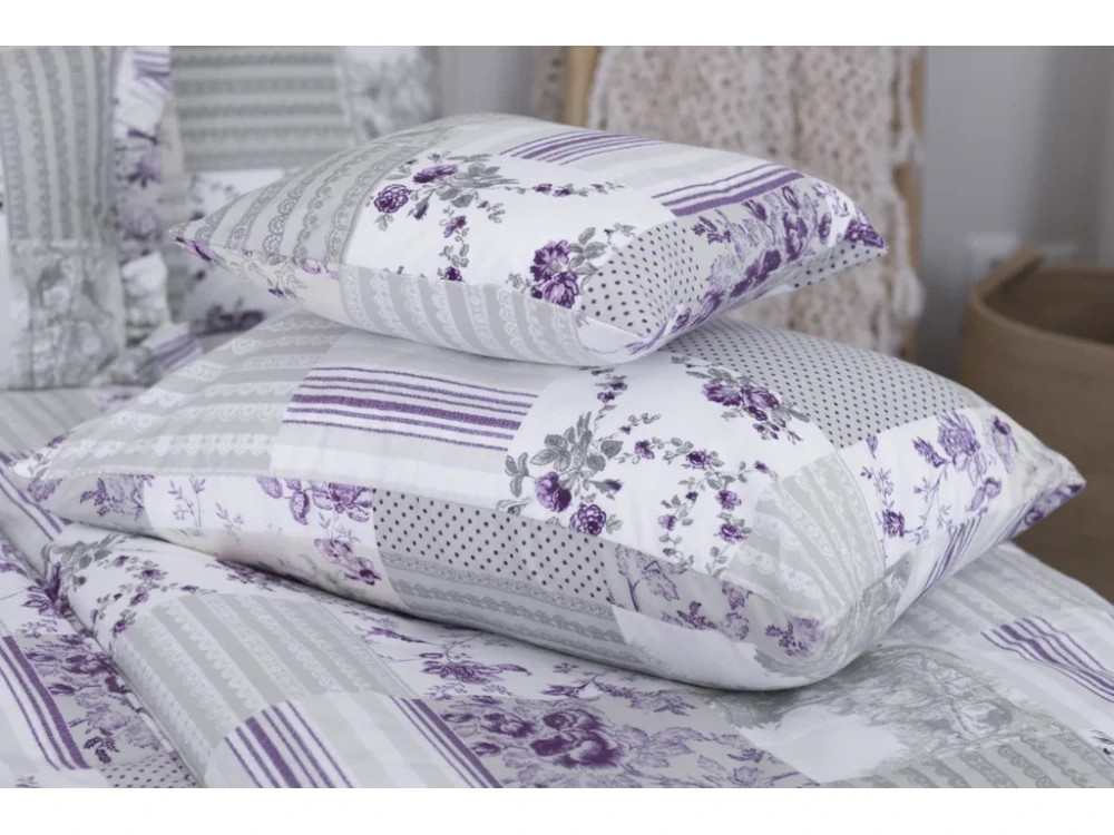 Flanelový povlak Patchwork šedolila