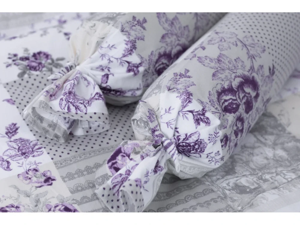 Flanelový povlak váleček Patchwork šedolila - 50x15 cm