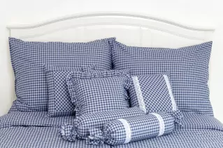 Krepový povlak válec s krajkou MODRÁ KOSTIČKA pozitiv - 1x 50/15