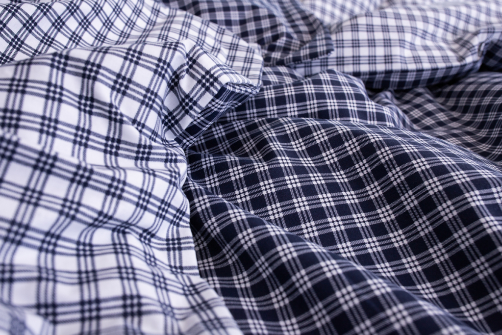 Bavlněný přehoz - Kostička modrá NEGATIV/POZITIV - 1x 240/200