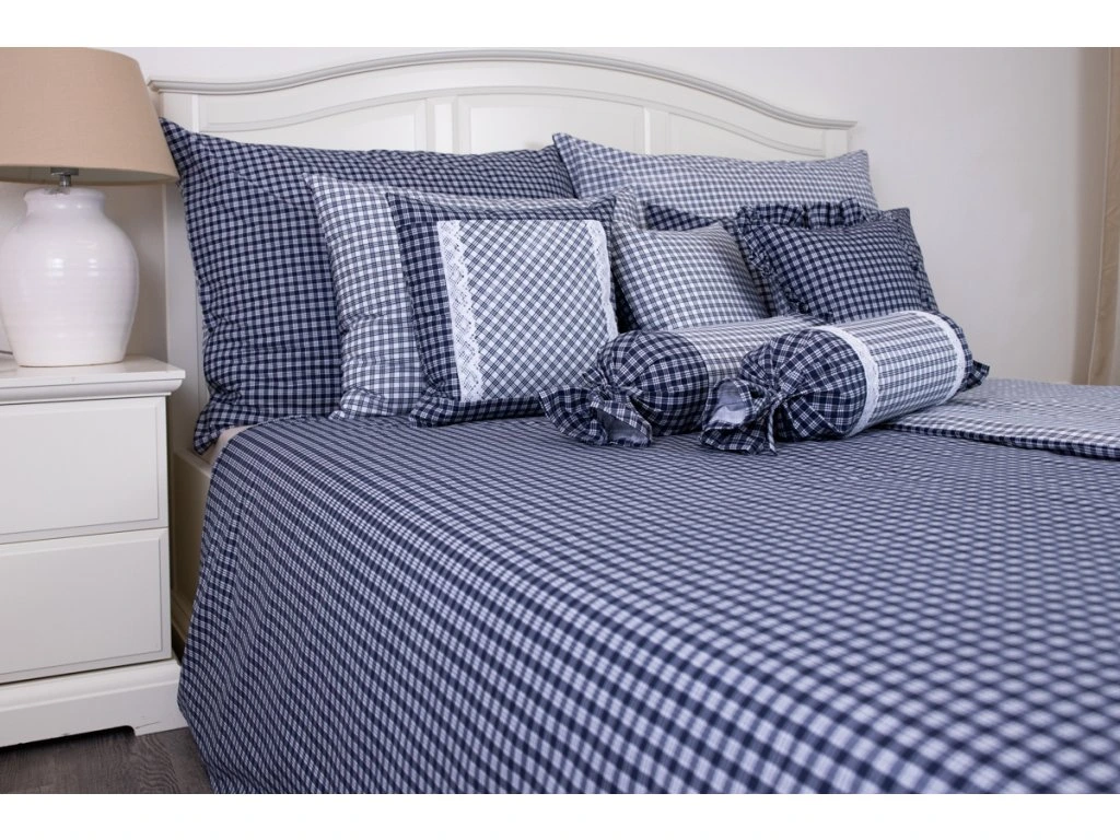 Krepové povlečení MODRÁ KOSTIČKA negativ/pozitiv - 140/200 + 70/90 cm