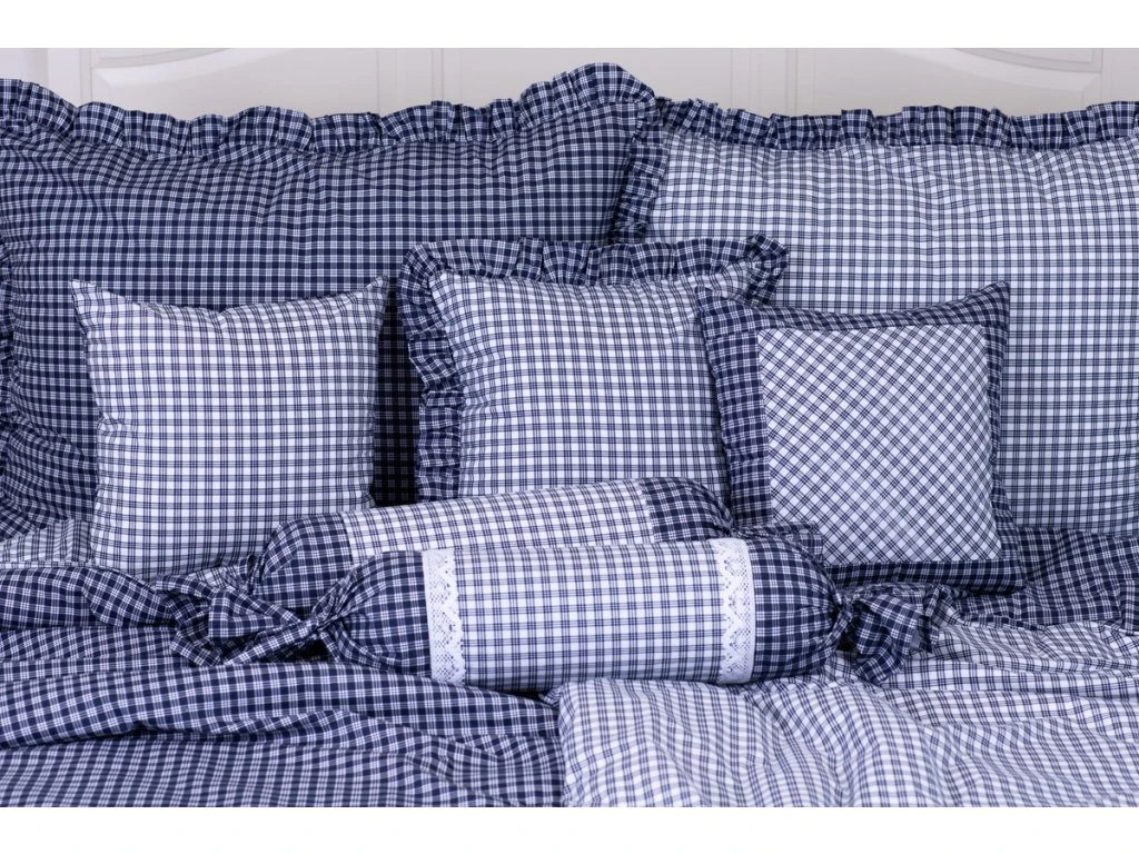 Krepový povlak prošívaný MODRÁ KOSTIČKA negativ/pozitiv - 1x 40 x 40