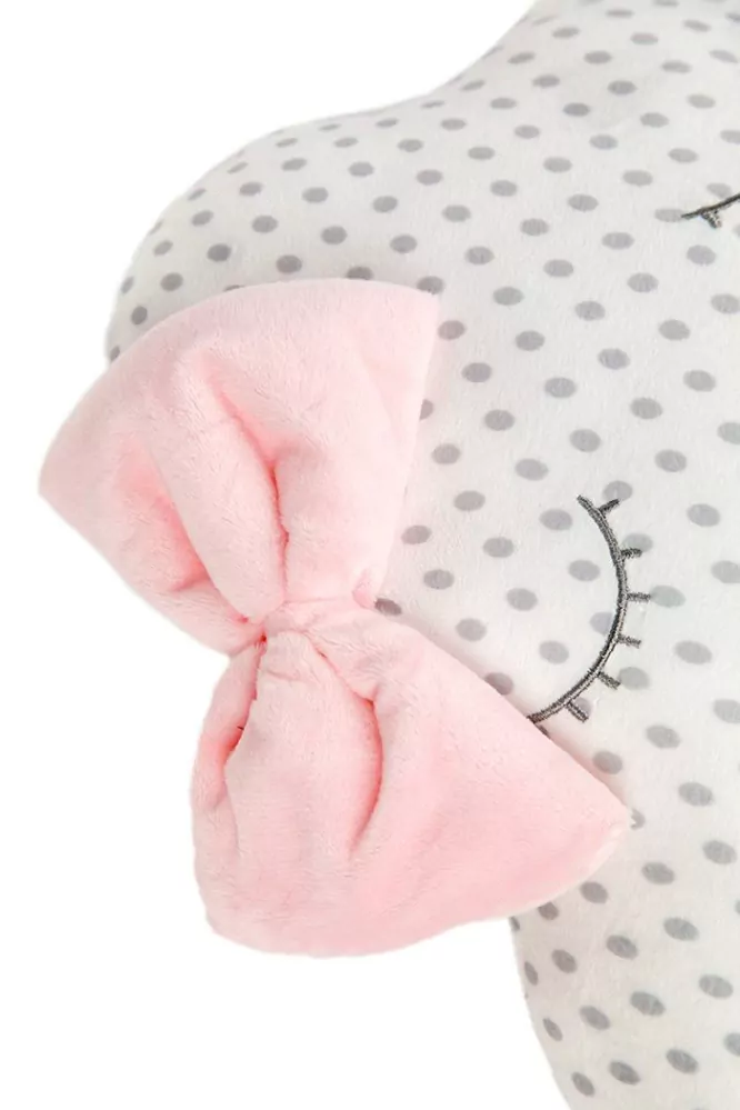 Plyšák - polštářek z mikrospandexu OBLÁČEK PUNTÍK s růžovou mašlí
