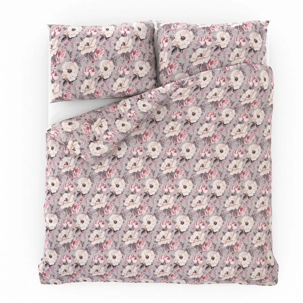 Krepové ložní povlečení Ester šedá - 140x200 + 70x90