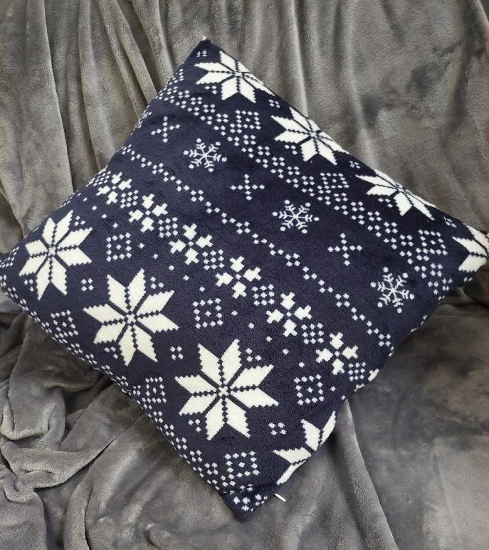 Povlak + výplň mikroflanel vánoční HVĚZDA modrá - 1x 45x45