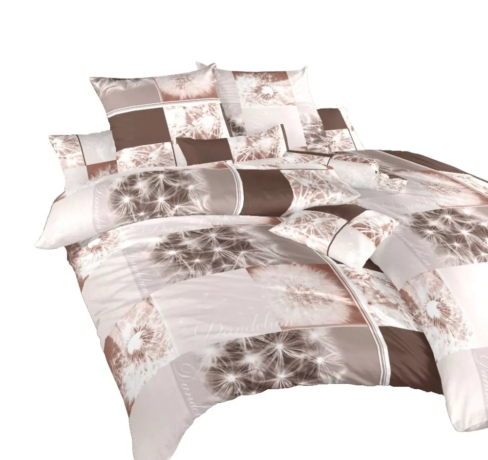 Povlečení bavlna Pampelišky 3D hnědé - 140/200 + 70/90