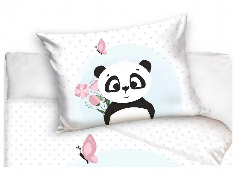 Povlečení bavlna do postýlky Roztomilá PANDA 100x135, 40x60 cm