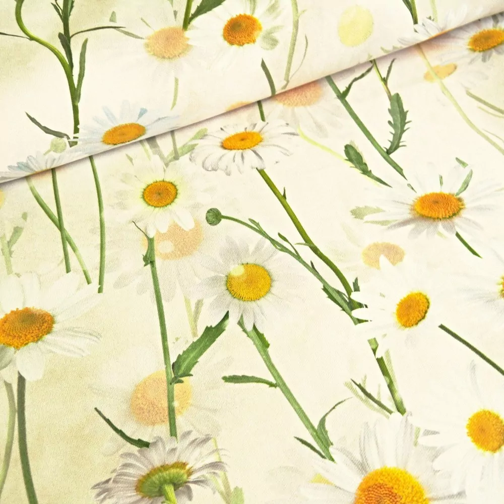 Dekorační látka SOFT 420354-102 - Kopretiny smetanové