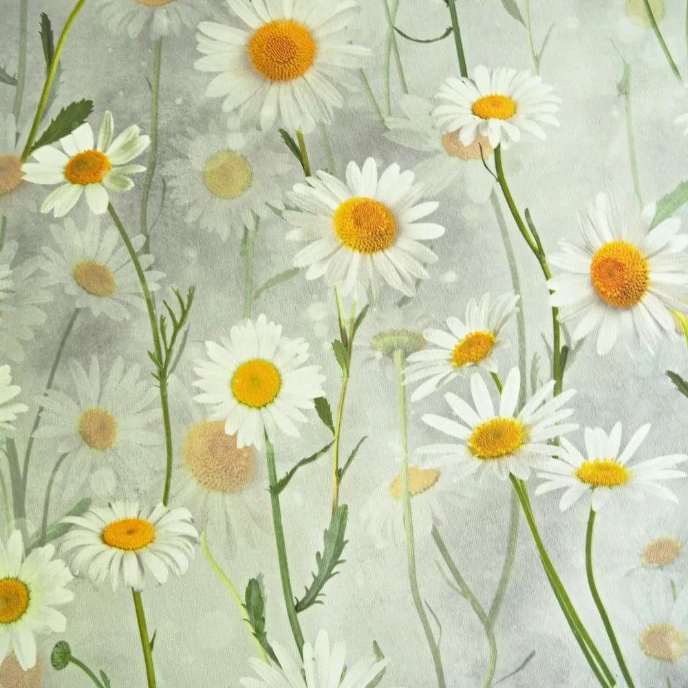 Povlak na polštářek SOFT 420354-103 Kopretiny šedé - 40x40