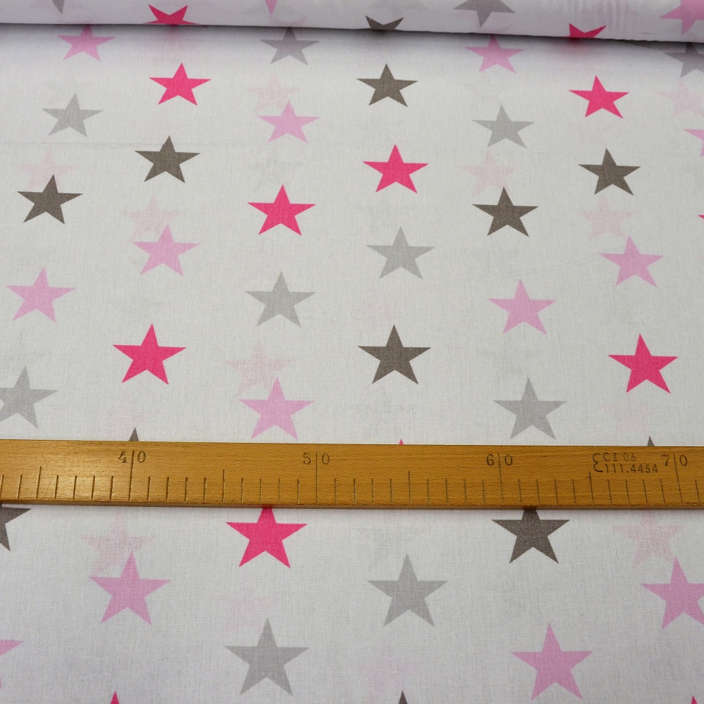 Metráž bavlna - Hvězdy růžové