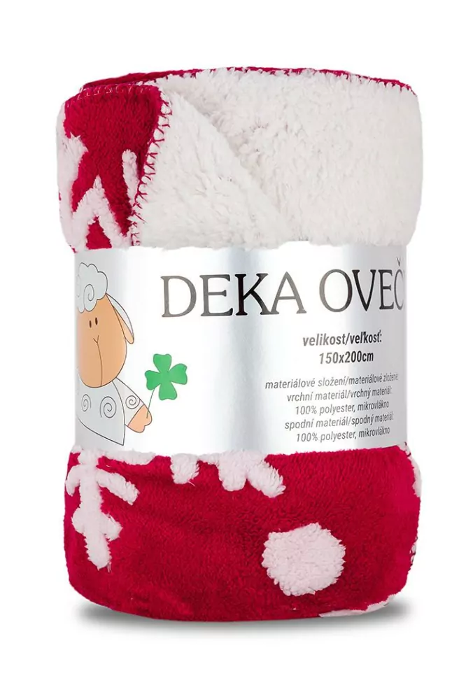 Deka OVEČKA® ĆERVENÁ S BÍLÝMI VLOČKAMI - 150x200 cm 