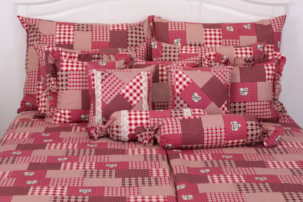 Bavlněné povlečení PATCHWORK červený - 140/200 + 70/90