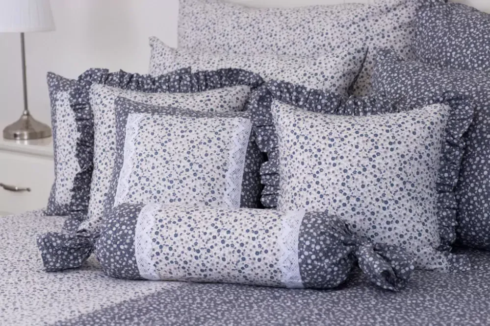 Bavlněný povlak prošitý KYTIČKA modrá pozitiv/negativ - 40/40