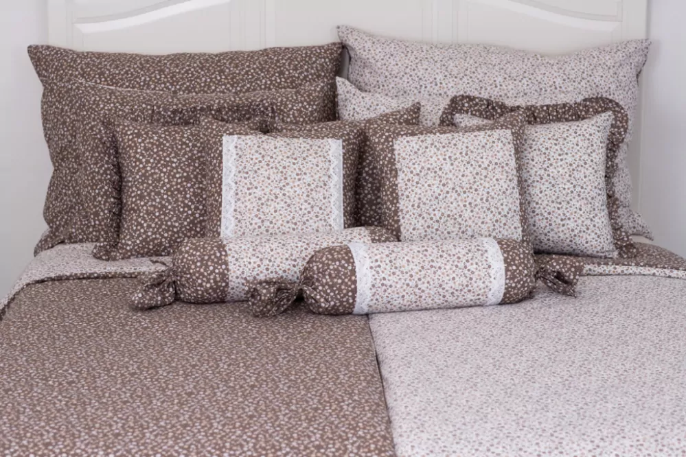 Bavlněné povlečení HNĚDÁ KYTIČKA negativ/pozitiv - 140/200 + 70/90