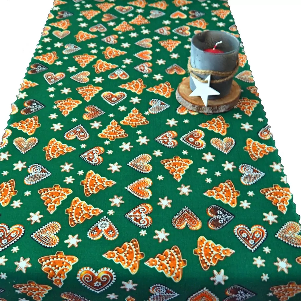 Vánoční běhoun v metráži Perníky - zelené