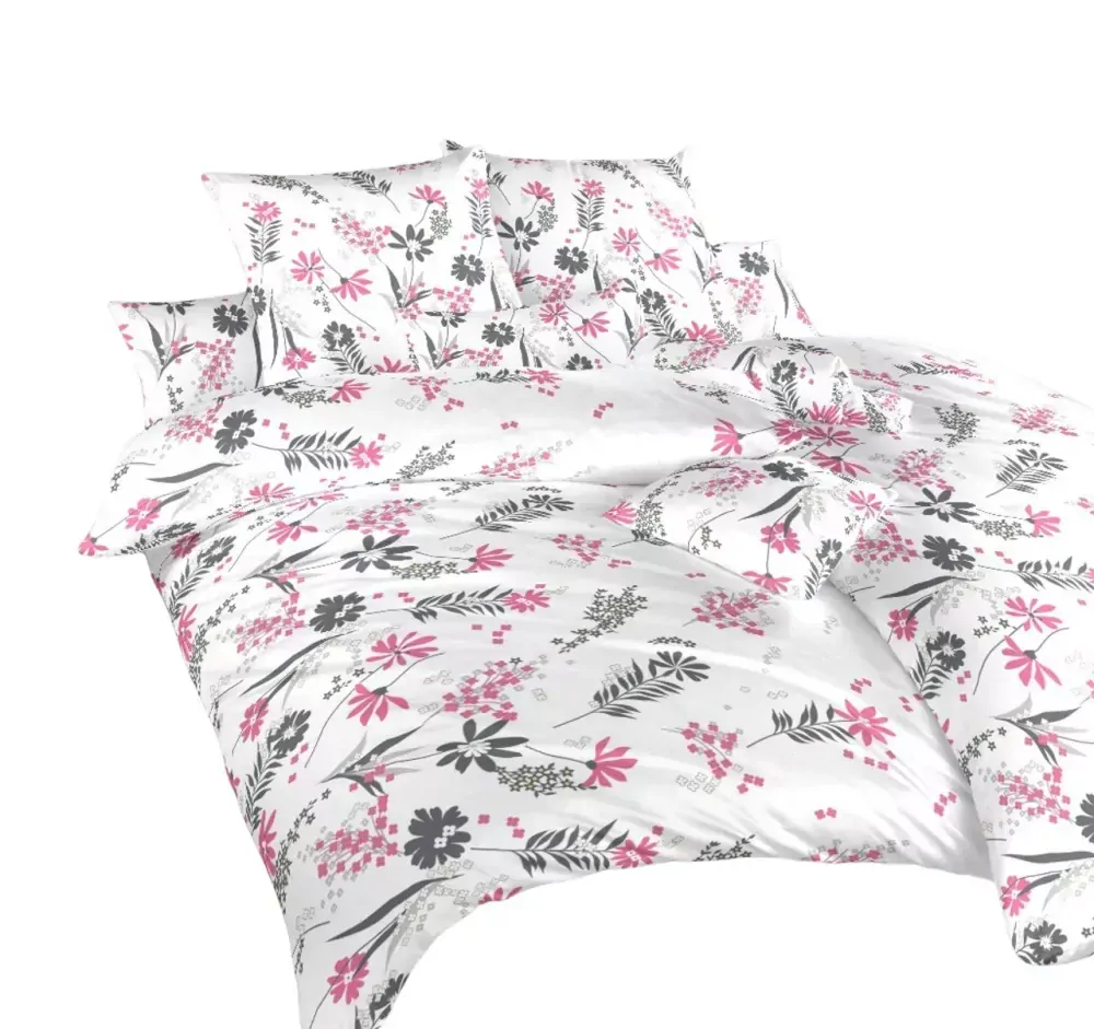 Povlečení bavlna Agáta růžová na bílém - 140/200 + 70/90