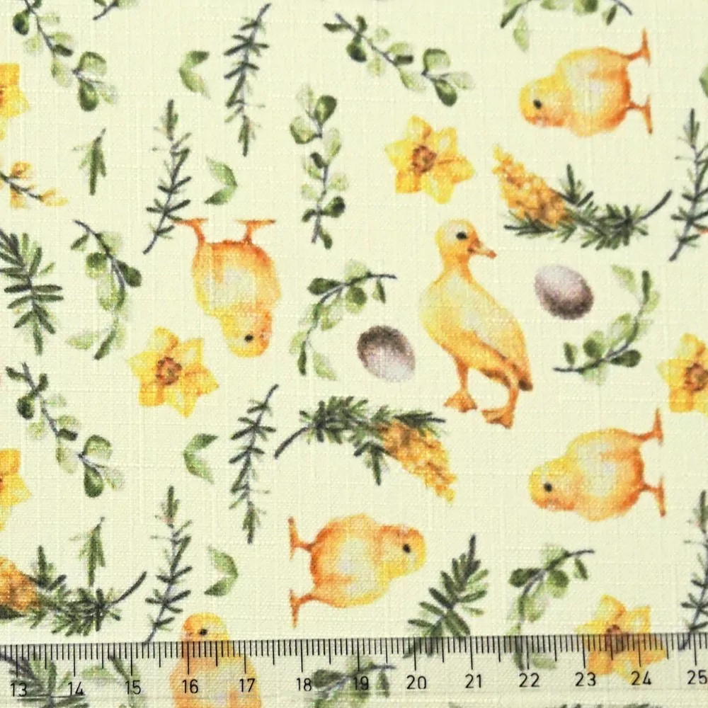 Metráž teflon - velikonoční Kuřátka žlutý